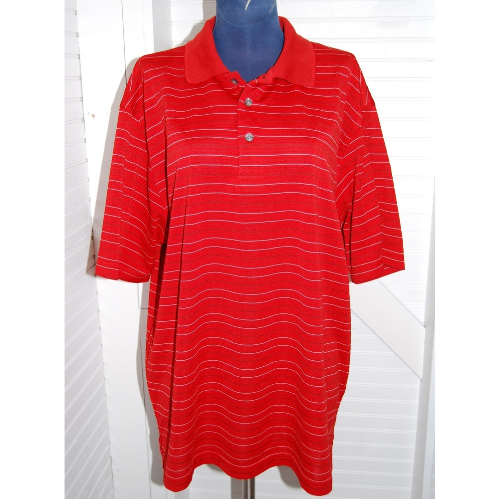 PGA Tour polo Men's large Red, white and blue striped Unisex Golf polo shirt